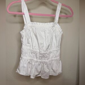 Nordstrom White Ruched Sleeveless Blouse